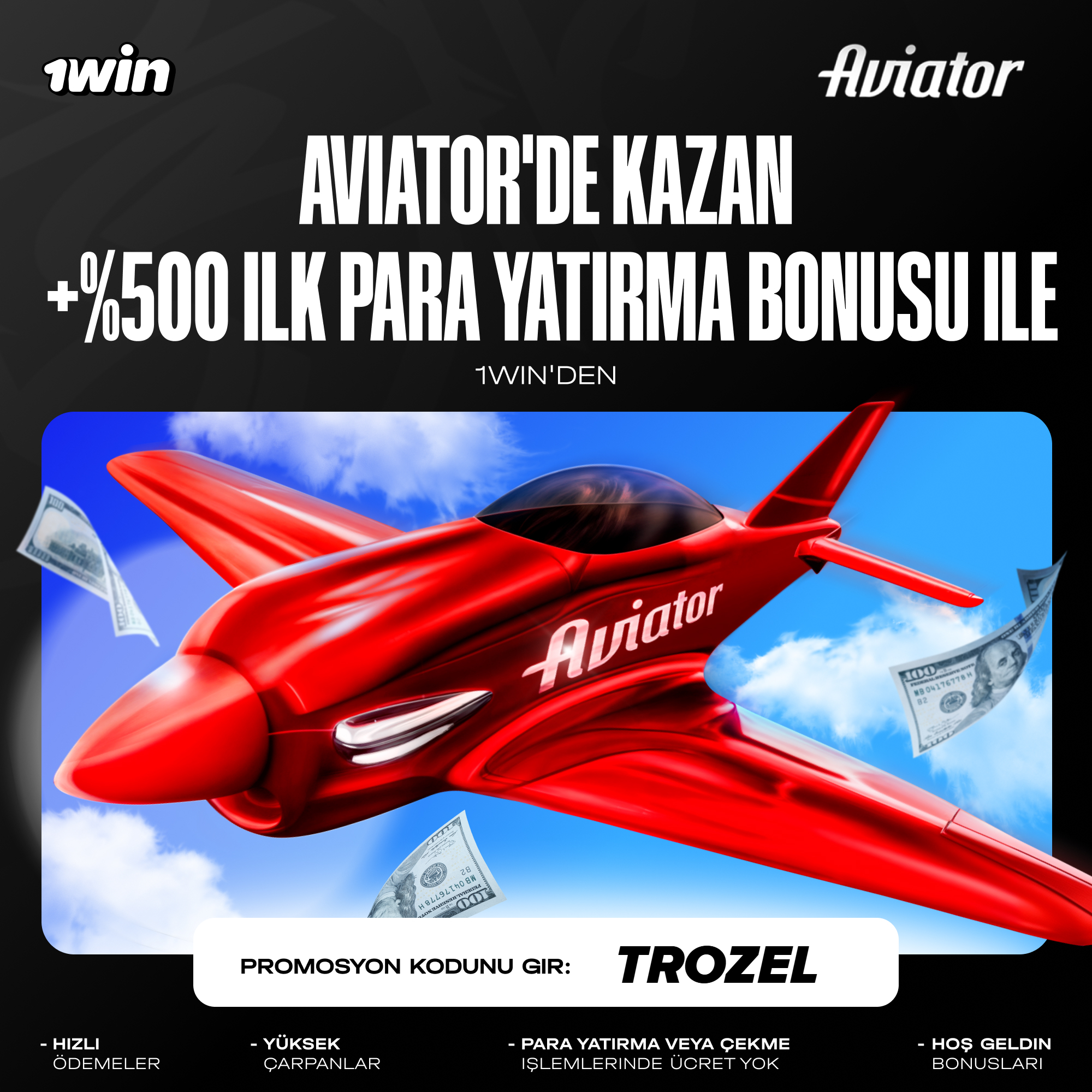 1Win Aviator'de kazan - %500 ilk para yatırma bonusu